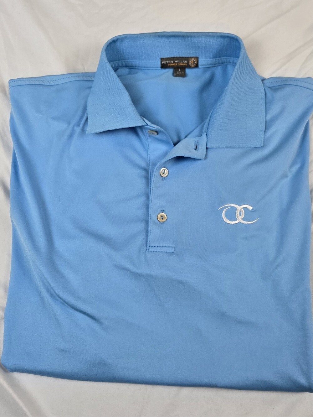 Peter Millar Summer Comfort Polo Mens Large Blue Golf Shirt Performance Stretch